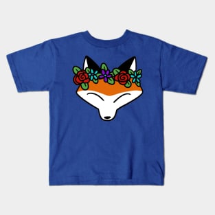 Flower Crown Fox Face Kids T-Shirt